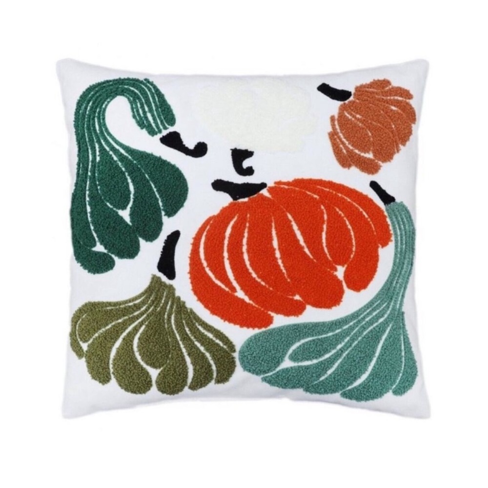 New! Target Embroidered Fall Thanksgiving Pumpkin Gourd Pillow